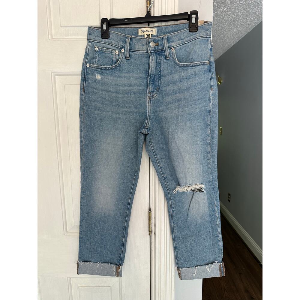 NWT Madewell The Perfect Vintage Jean 28P Distressed Ripped Knee Petite